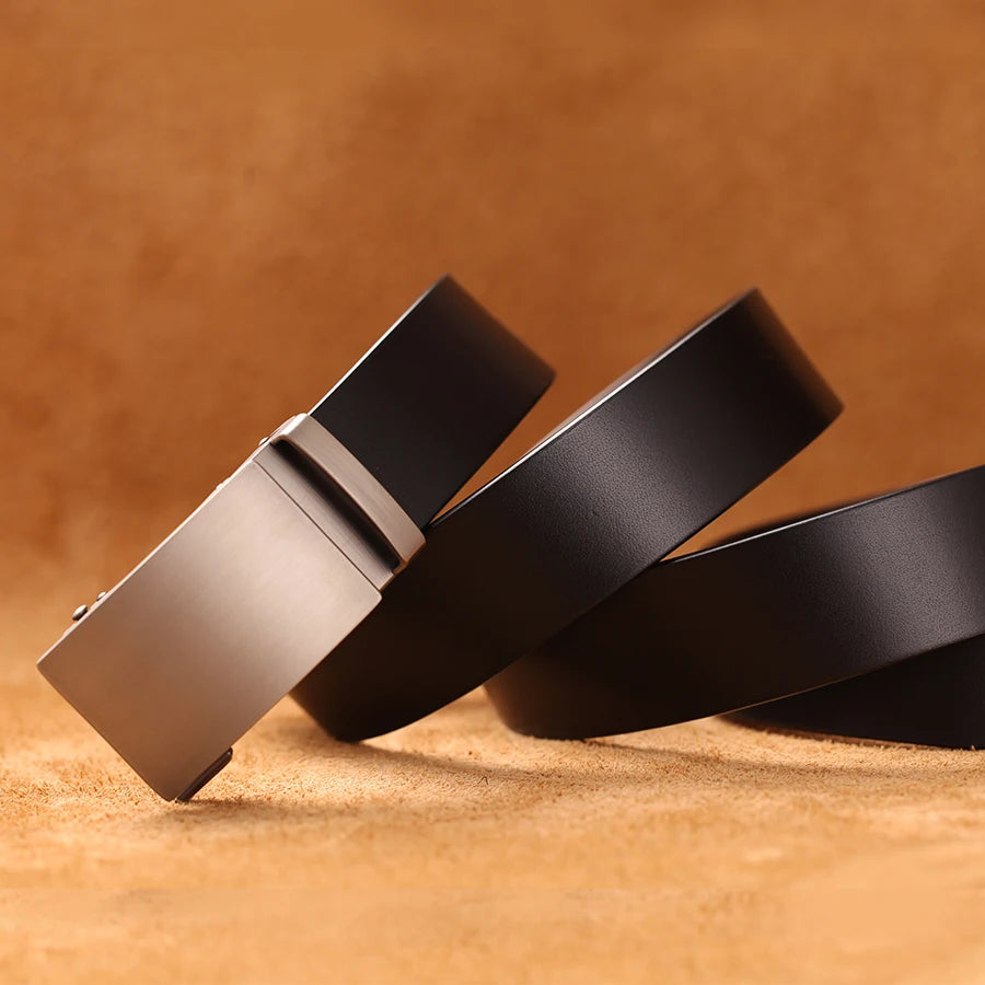 Genuine Cow Leather Automatic Belt For Men Formal Automatic Buckle Belt Genuine Leather Mens business Strap