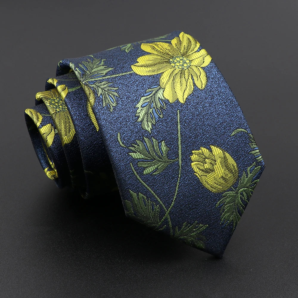 Novelty Men's Tie Floral Feather Elk Geometric Patten Red Blue Neckties Leisure Business Daily Wear Cravat Wedding Party Gift