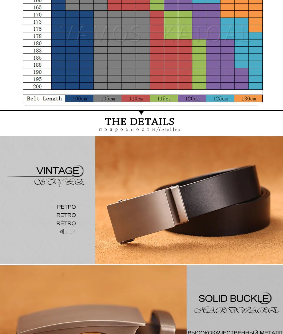 Genuine Cow Leather Automatic Belt For Men Formal Automatic Buckle Belt Genuine Leather Mens business Strap