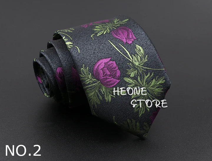 Novelty Men's Tie Floral Feather Elk Geometric Patten Red Blue Neckties Leisure Business Daily Wear Cravat Wedding Party Gift
