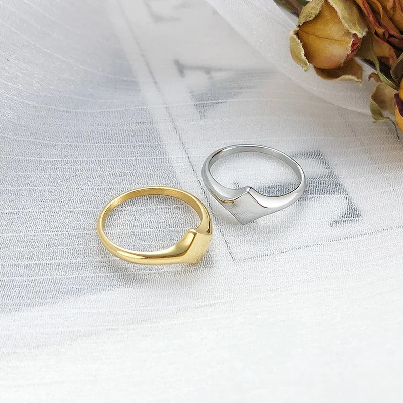 Pinky Ring, Signet Ring, Men Women Ring,Stainless Steel Floral Signet Rings,CZ North Star Celestial Ring