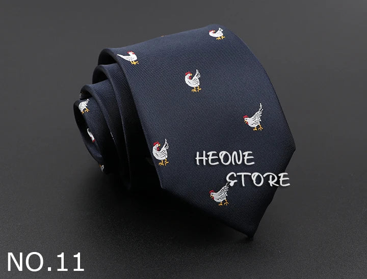 Novelty Men's Tie Floral Feather Elk Geometric Patten Red Blue Neckties Leisure Business Daily Wear Cravat Wedding Party Gift