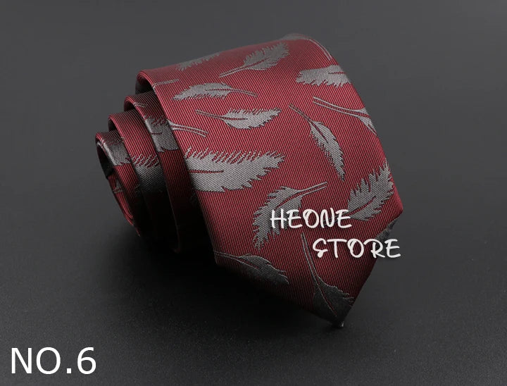 Novelty Men's Tie Floral Feather Elk Geometric Patten Red Blue Neckties Leisure Business Daily Wear Cravat Wedding Party Gift