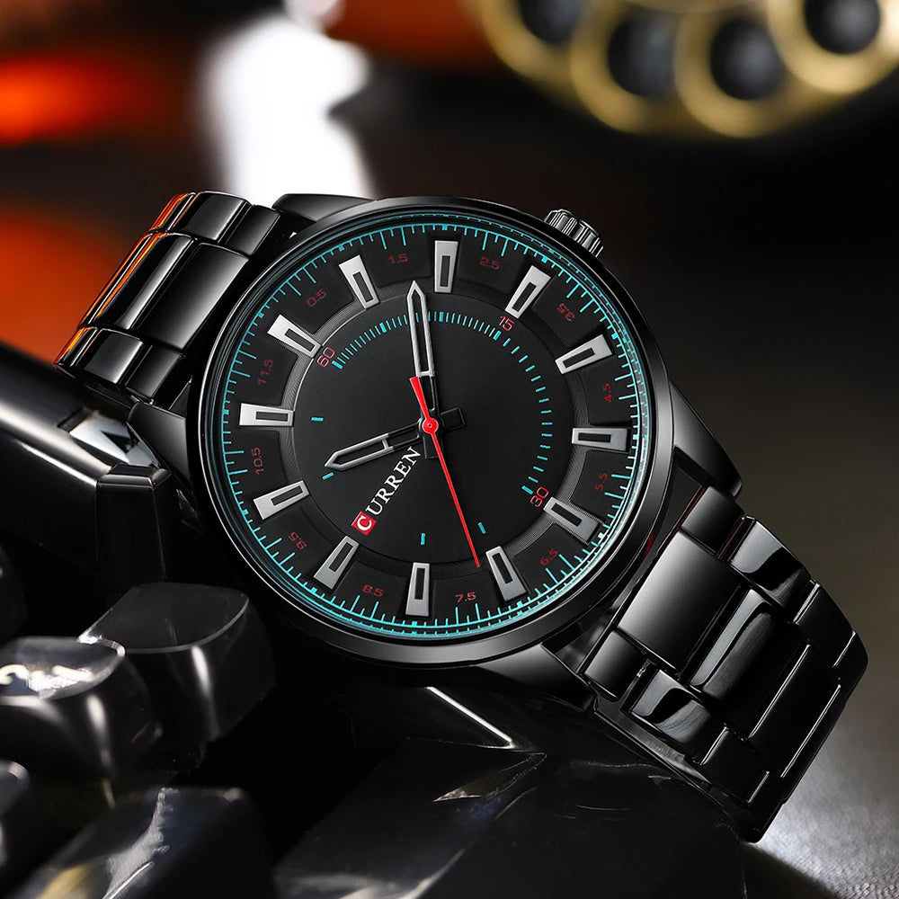 CURREN New Fashion Simple Style Men Watches Quartz Wristwatches Stainless Steel Band Clock Male