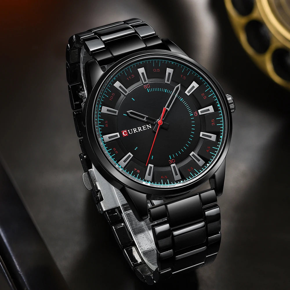 CURREN New Fashion Simple Style Men Watches Quartz Wristwatches Stainless Steel Band Clock Male