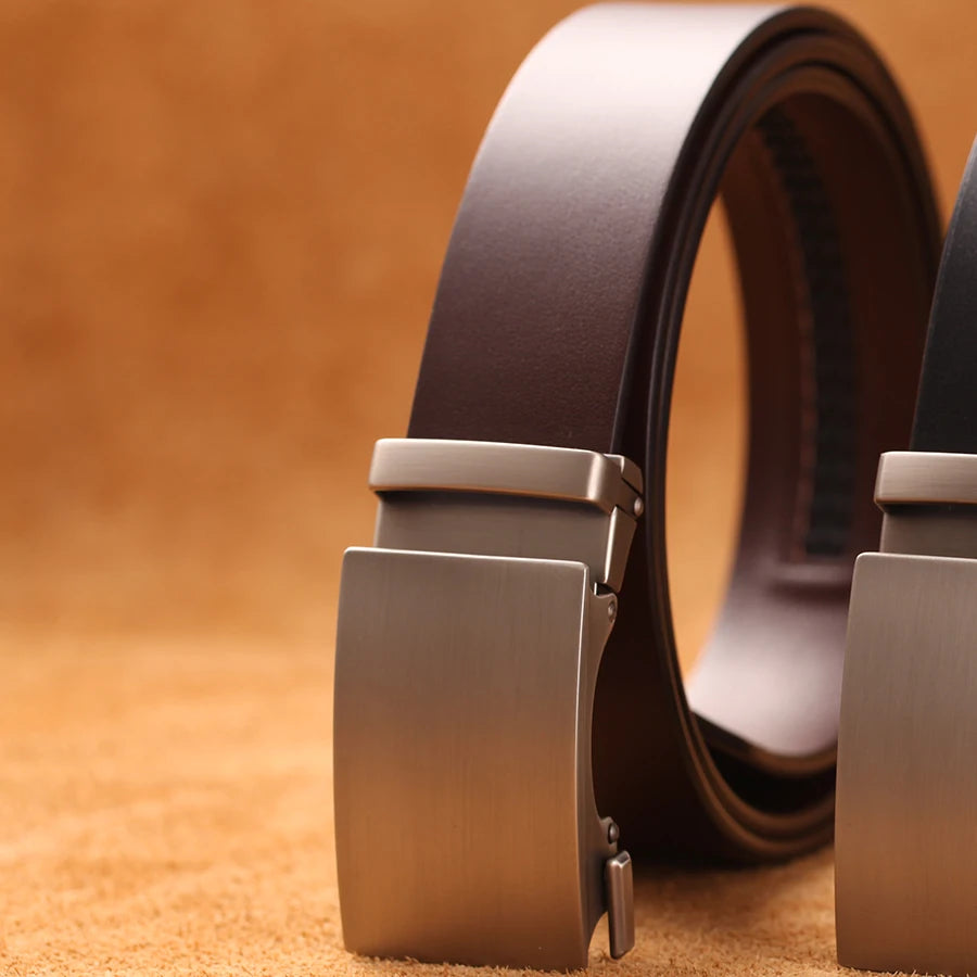 Genuine Cow Leather Automatic Belt For Men Formal Automatic Buckle Belt Genuine Leather Mens business Strap