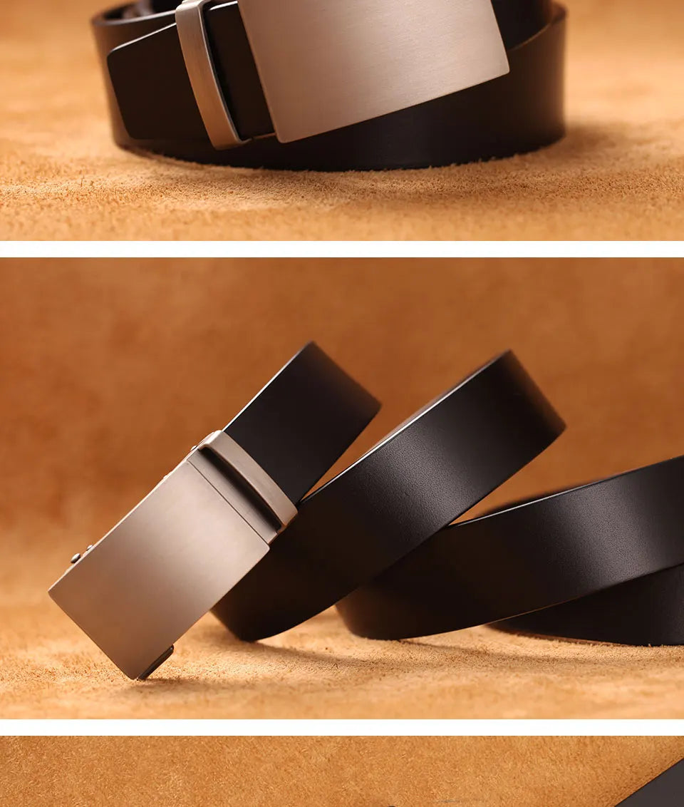 Genuine Cow Leather Automatic Belt For Men Formal Automatic Buckle Belt Genuine Leather Mens business Strap