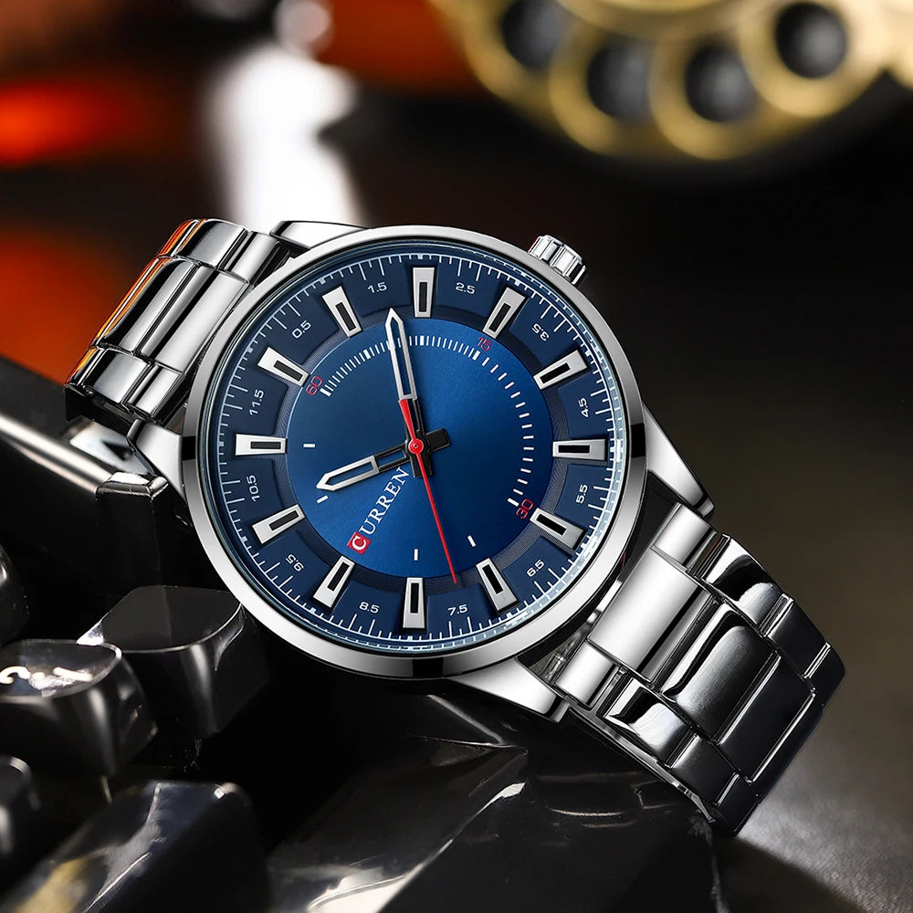 CURREN New Fashion Simple Style Men Watches Quartz Wristwatches Stainless Steel Band Clock Male