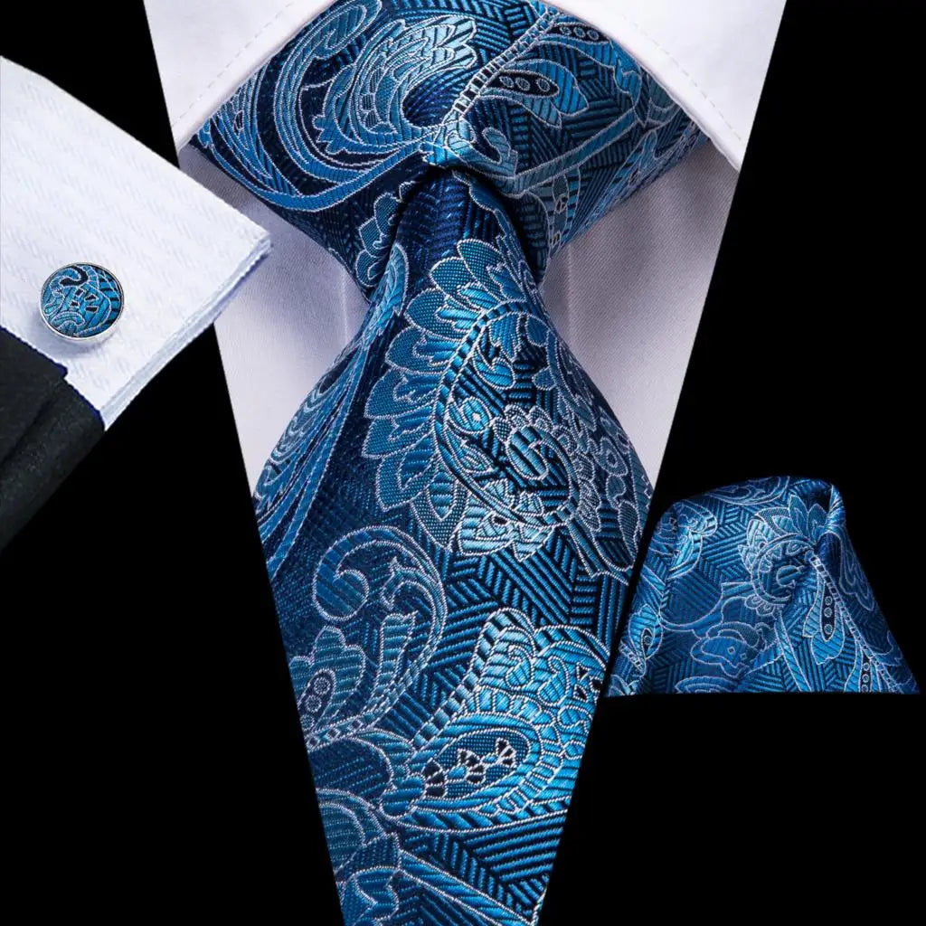 Hi-Tie Red Pureple Paisley Mens Ties Hanky Cufflinks Set Silk Necktie For Men Wedding Party Business 2022 New Fashion Brand