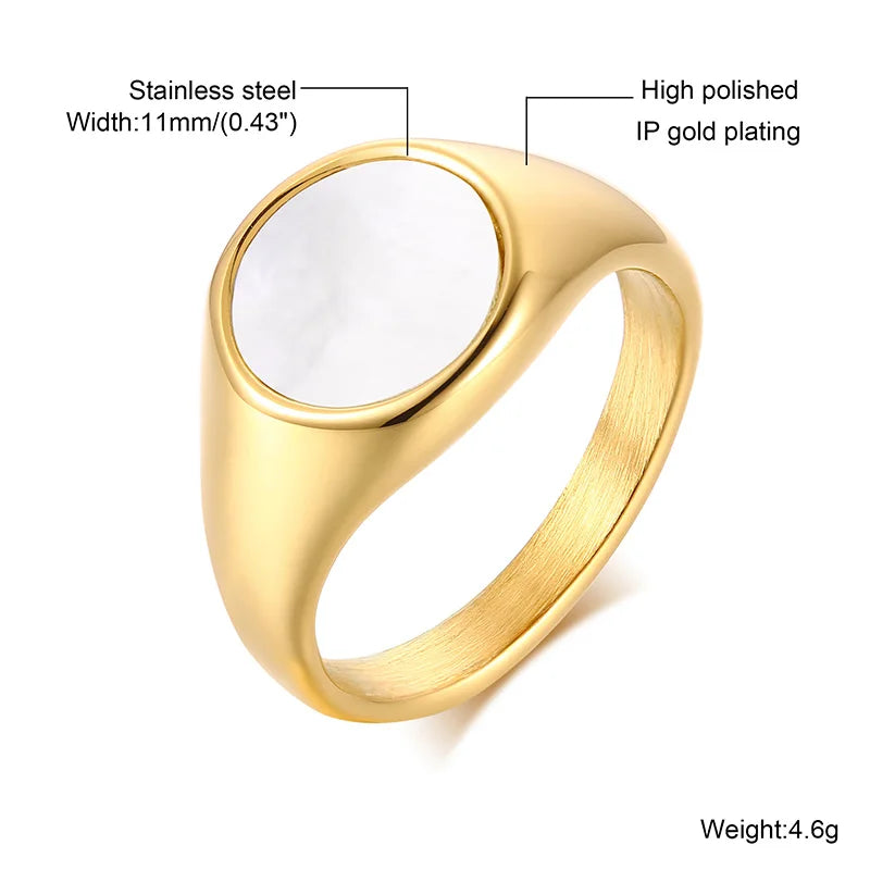 Pinky Ring, Signet Ring, Men Women Ring,Stainless Steel Floral Signet Rings,CZ North Star Celestial Ring