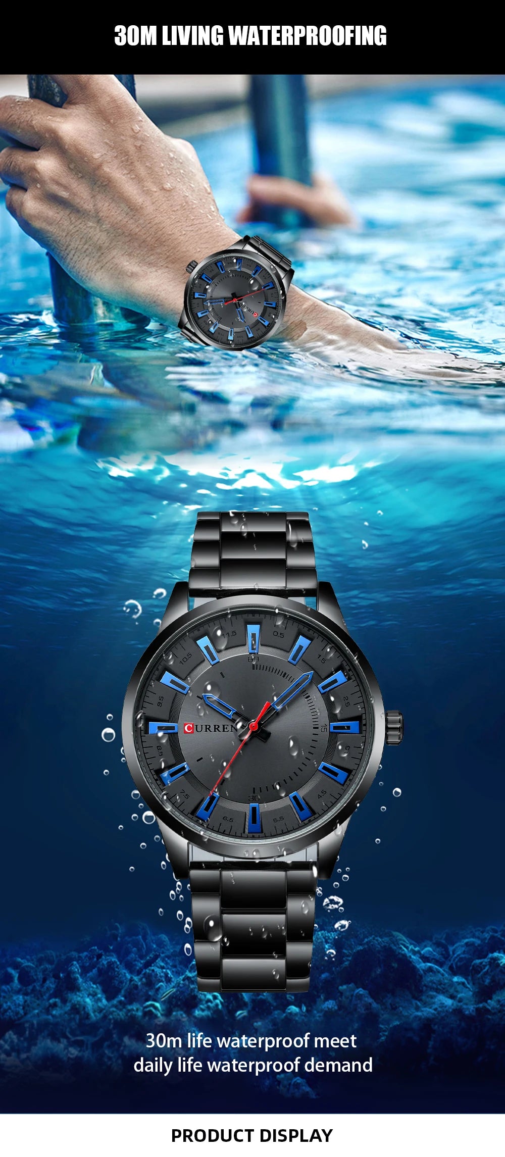 CURREN New Fashion Simple Style Men Watches Quartz Wristwatches Stainless Steel Band Clock Male