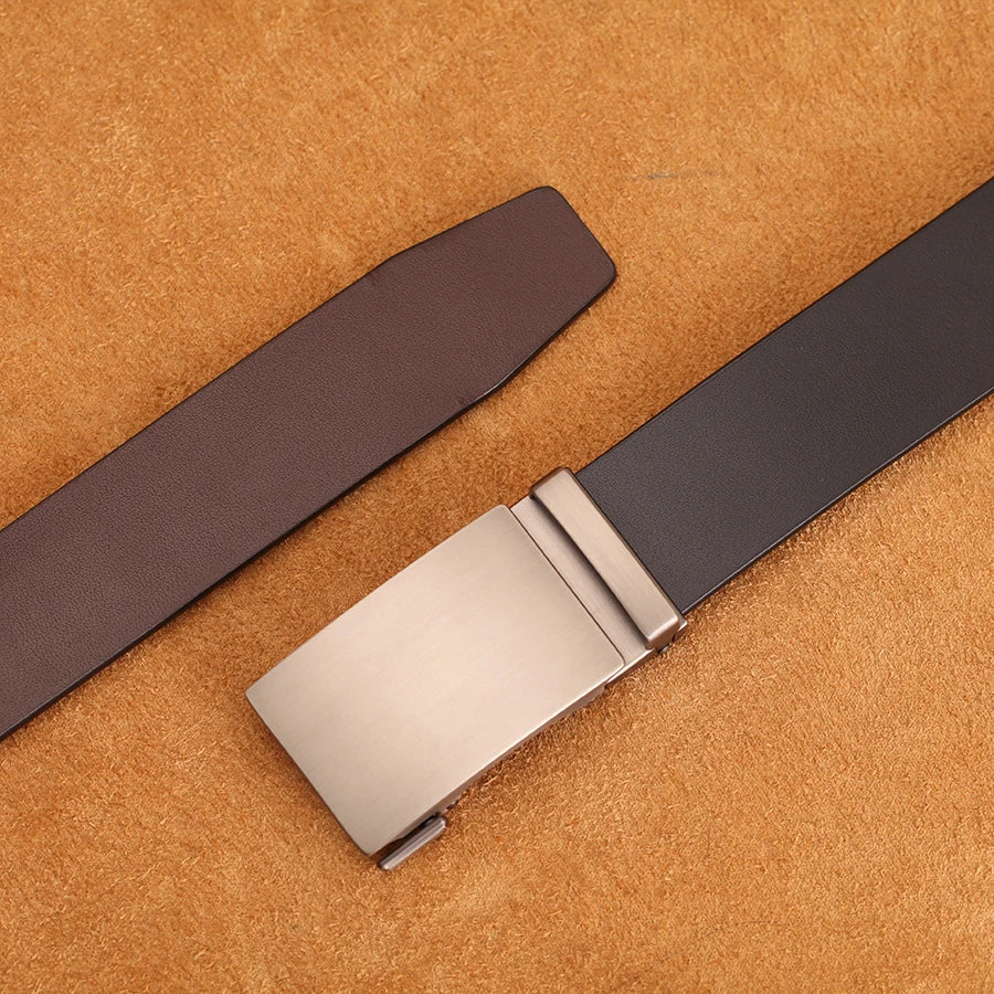 Genuine Cow Leather Automatic Belt For Men Formal Automatic Buckle Belt Genuine Leather Mens business Strap