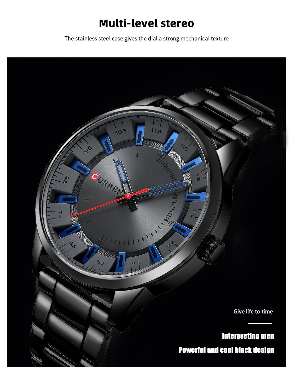 CURREN New Fashion Simple Style Men Watches Quartz Wristwatches Stainless Steel Band Clock Male