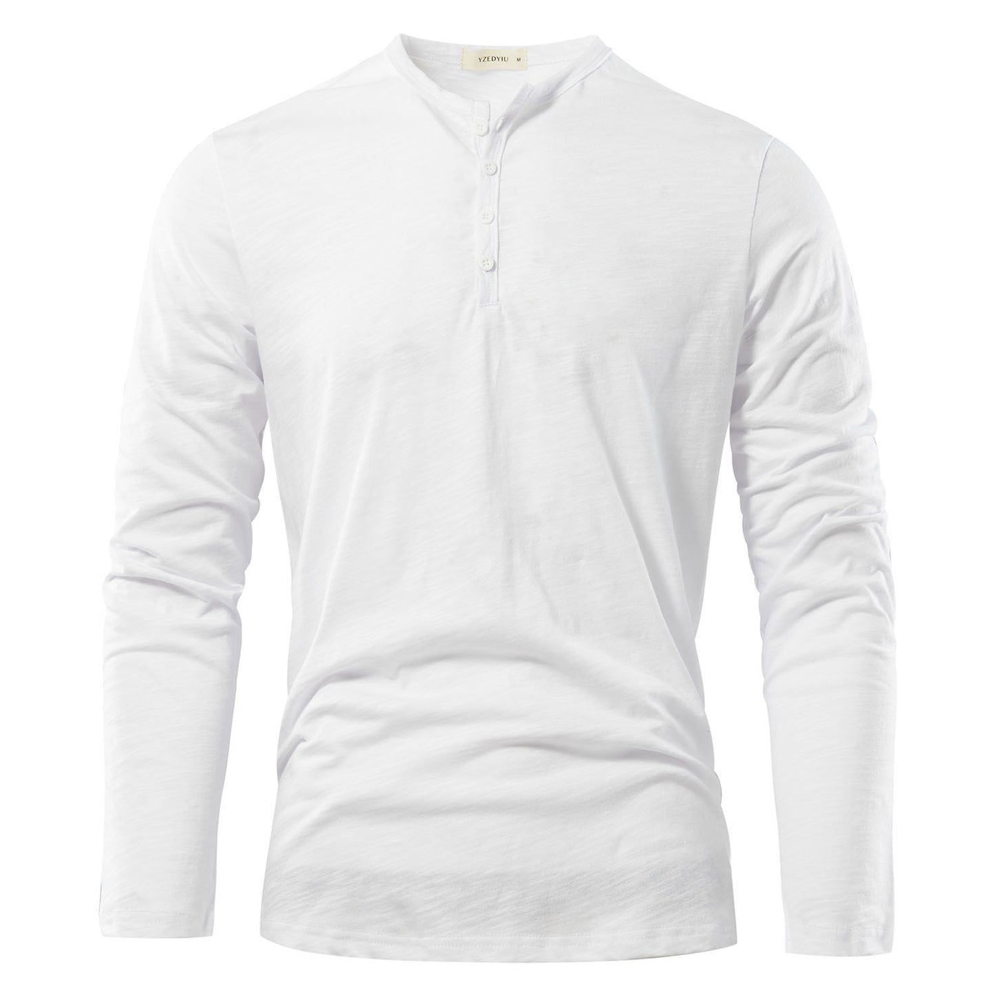 Henery Neck Long Sleeve T shirt For Men Solid Spring Casual Mens T-shirts High Quality Male Tops Classic Clothes Men's T-shirts