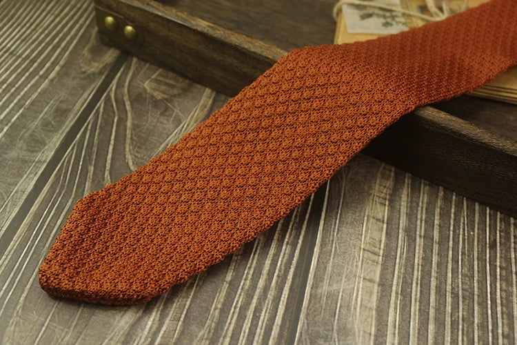 Fashion Solid Color Neckties For Men Women Casual Knitted Neck Ties 7cm Width Brown Orange Tie Daily Wear JK Accessories Cravat
