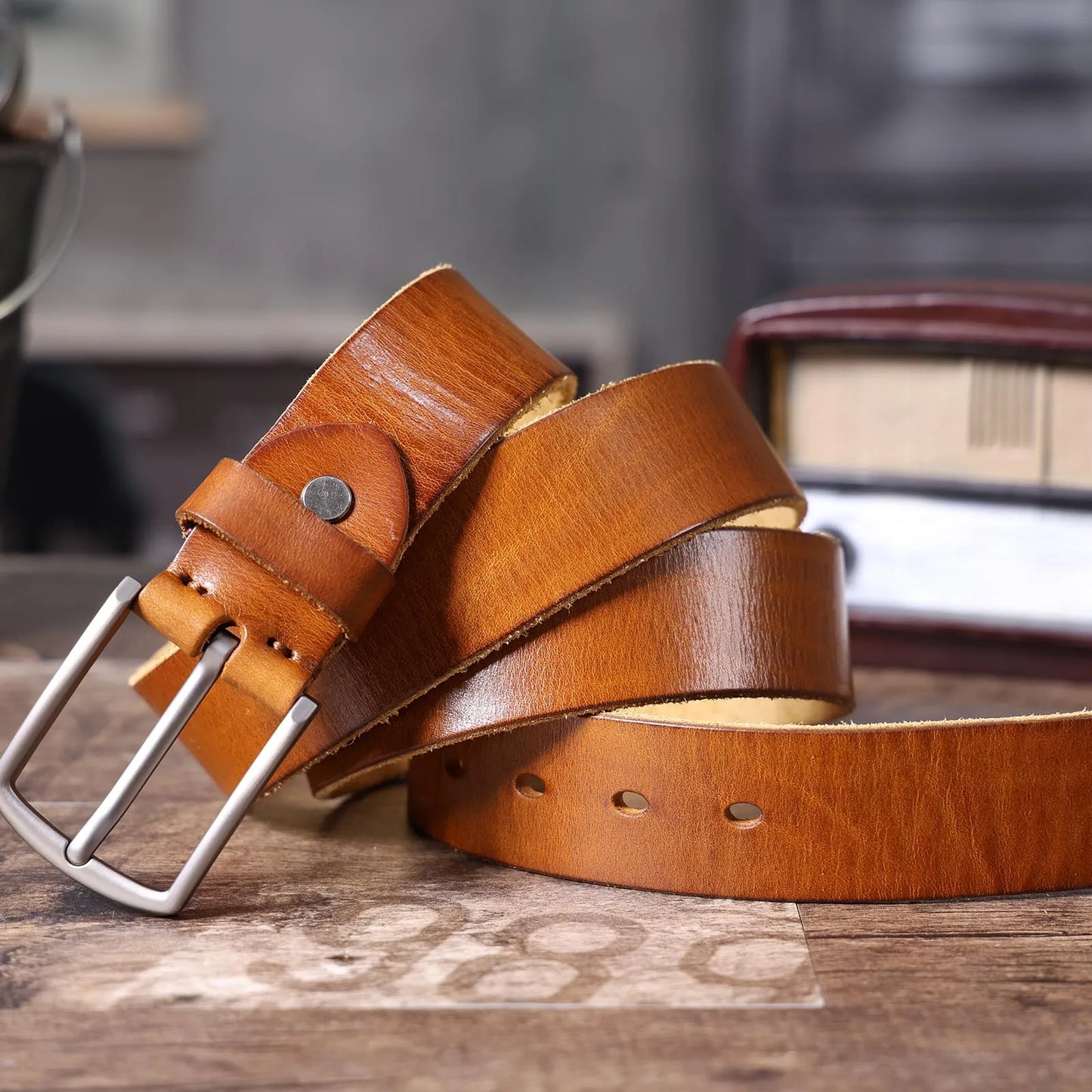 Retro Casual Cowhide Genuine Leather Men's Pin Buckle Belt, StudentBelt, Simple Classic Belt