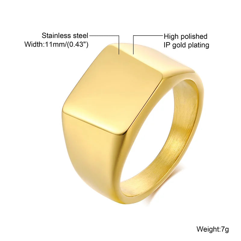 Pinky Ring, Signet Ring, Men Women Ring,Stainless Steel Floral Signet Rings,CZ North Star Celestial Ring