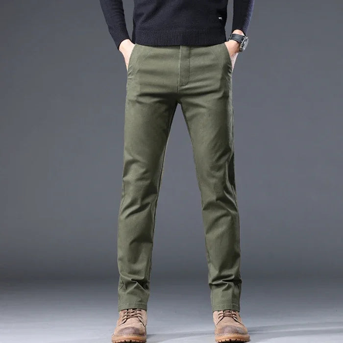 98%Cotton Autumn New Men's Business Casual Pants No-iron Straight Elastic Fashion Trousers Classic Male Baggy Pants 4 Colors