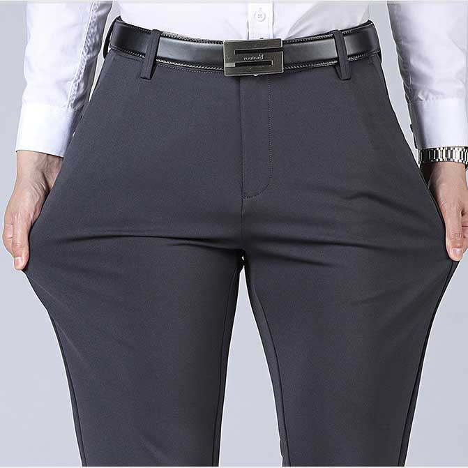 Men's Business Pants Big Size 52 Elastic Waist Straight Suit Pants Formal Work Long Pants Large Size Loose Casual Trousers