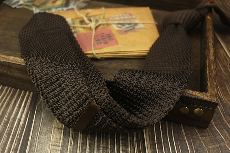 Fashion Solid Color Neckties For Men Women Casual Knitted Neck Ties 7cm Width Brown Orange Tie Daily Wear JK Accessories Cravat