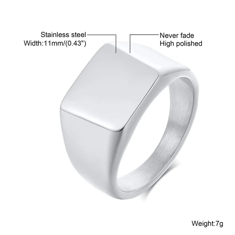 Pinky Ring, Signet Ring, Men Women Ring,Stainless Steel Floral Signet Rings,CZ North Star Celestial Ring