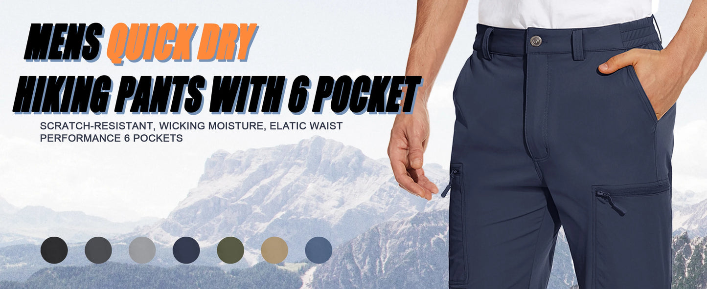 MAGCOMSEN Men's Waterproof Hiking Pants with Multi-pockets Ripstop Hard-wearing Quick Dry Casual Cargo Straight Working Pants