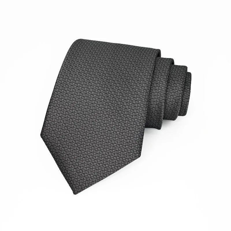 8cm Width Solid Color Dark Striped Neck Ties For Men Trendy Gentlemen Formal Brown Wine Necktie Wedding Party Suit Tuxedo Cravat