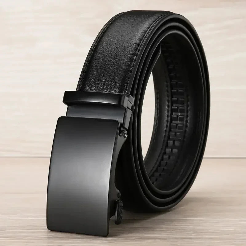 Fashion Automatic Buckle Belt for Men Famous Brand Business Belt Men PU Leather Waist Straps Black Male Jeans Belts for Men