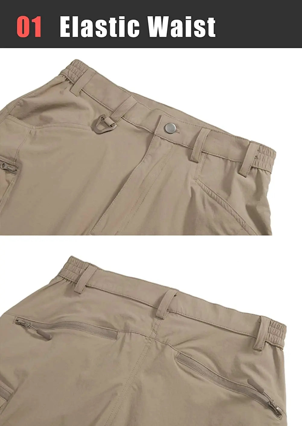 TACVASEN Summer Lightweight Trousers Mens Fishing Pants Outdoor Hiking Nylon Quick Dry Pockets Cargo Pants Casual Work Trousers