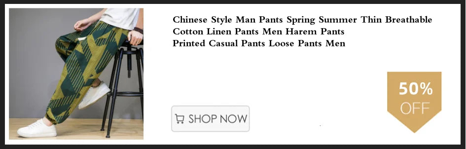100% Cotton Summer Casual Pants Man Trendy Japanese Cropped Pants Loose Pants Men 5xl