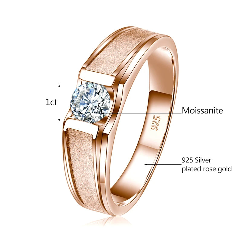 2 Carat Moissanite Rings For Men 925 Sterling Silver White Gold plated Engagement Wedding Mens Jewellery 2024 Trend Gift Female