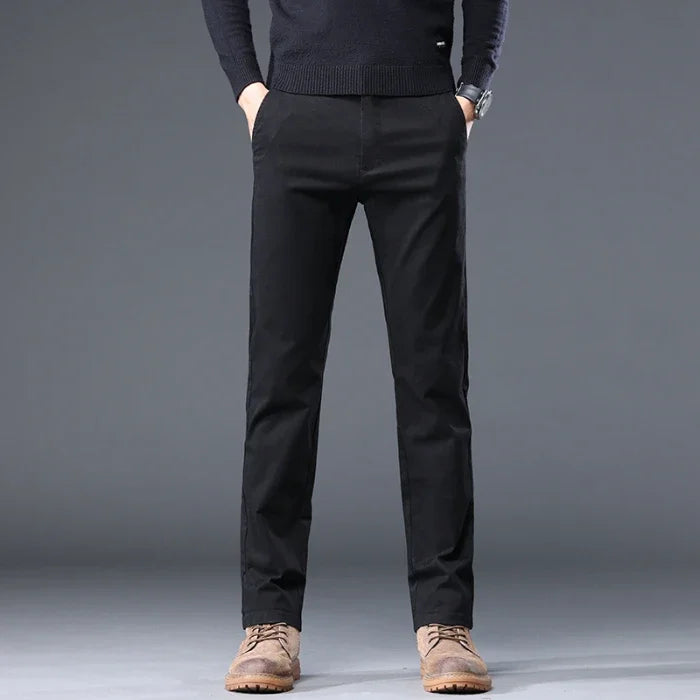 98%Cotton Autumn New Men's Business Casual Pants No-iron Straight Elastic Fashion Trousers Classic Male Baggy Pants 4 Colors