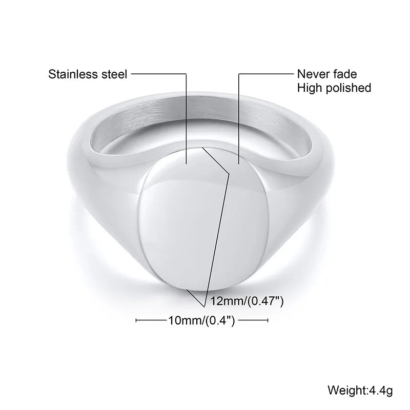 Pinky Ring, Signet Ring, Men Women Ring,Stainless Steel Floral Signet Rings,CZ North Star Celestial Ring