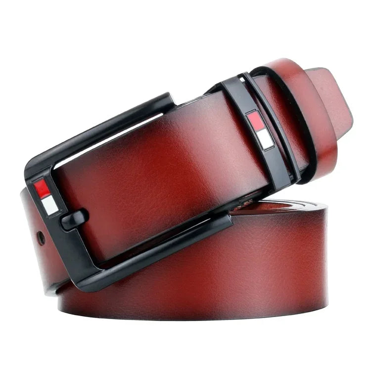 Famous Brand Design PU Leather Belt for Men Classical Alloy Pins Buckle Waist Belts Wild West Punk for Jeans Leisure Waistband