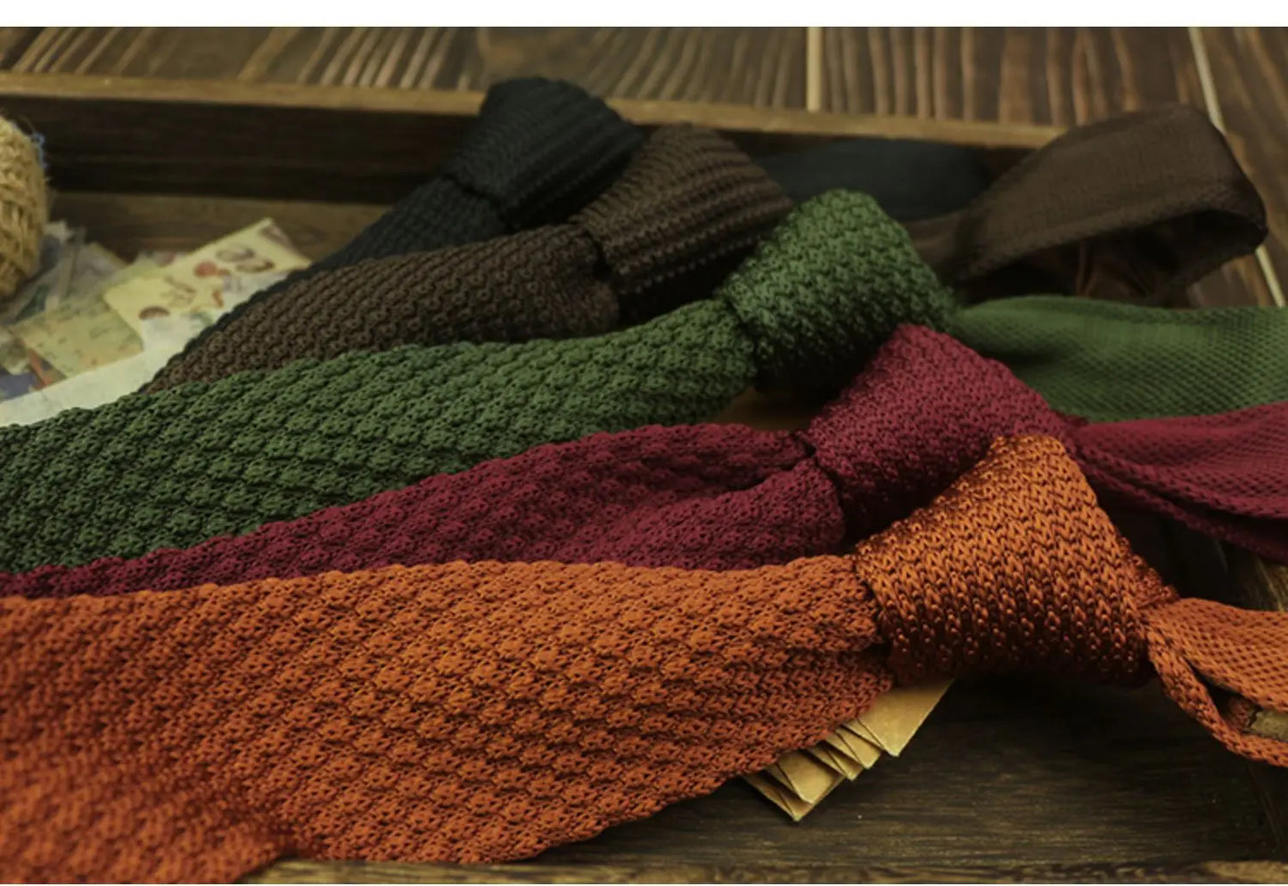 Fashion Solid Color Neckties For Men Women Casual Knitted Neck Ties 7cm Width Brown Orange Tie Daily Wear JK Accessories Cravat