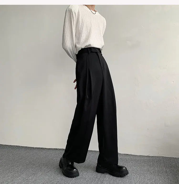 2023 New Black Suit Pants Men Fashion Social Mens Dress Pants Korean Loose Oversized Wide Leg Pants Mens Formal Trousers M-2XL