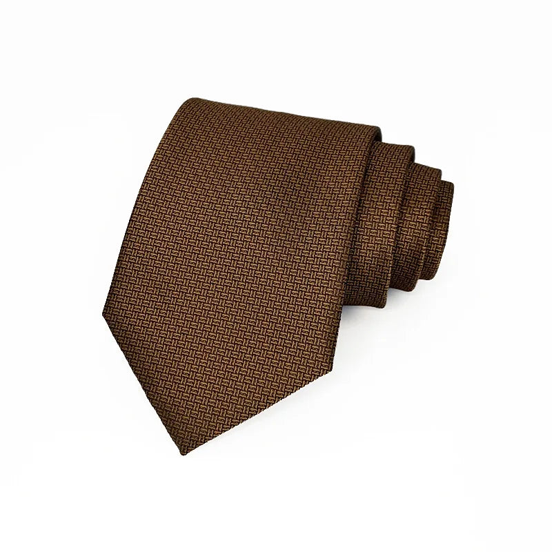8cm Width Solid Color Dark Striped Neck Ties For Men Trendy Gentlemen Formal Brown Wine Necktie Wedding Party Suit Tuxedo Cravat