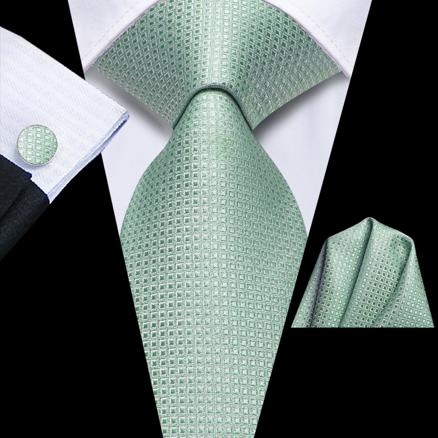 Hi-Tie Striped Black Red Gold Green Silk Wedding Tie For Men Handky Cufflink Gift Men Necktie Fashion Designer Business Party