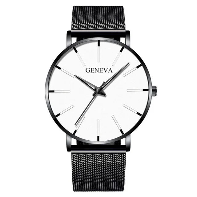 Minimalist Mens Fashion Ultra Thin Watches Simple Men Business Stainless Steel Mesh Belt Quartz Wrist Watch Relogio Masculino