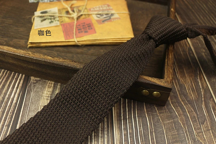 Fashion Solid Color Neckties For Men Women Casual Knitted Neck Ties 7cm Width Brown Orange Tie Daily Wear JK Accessories Cravat