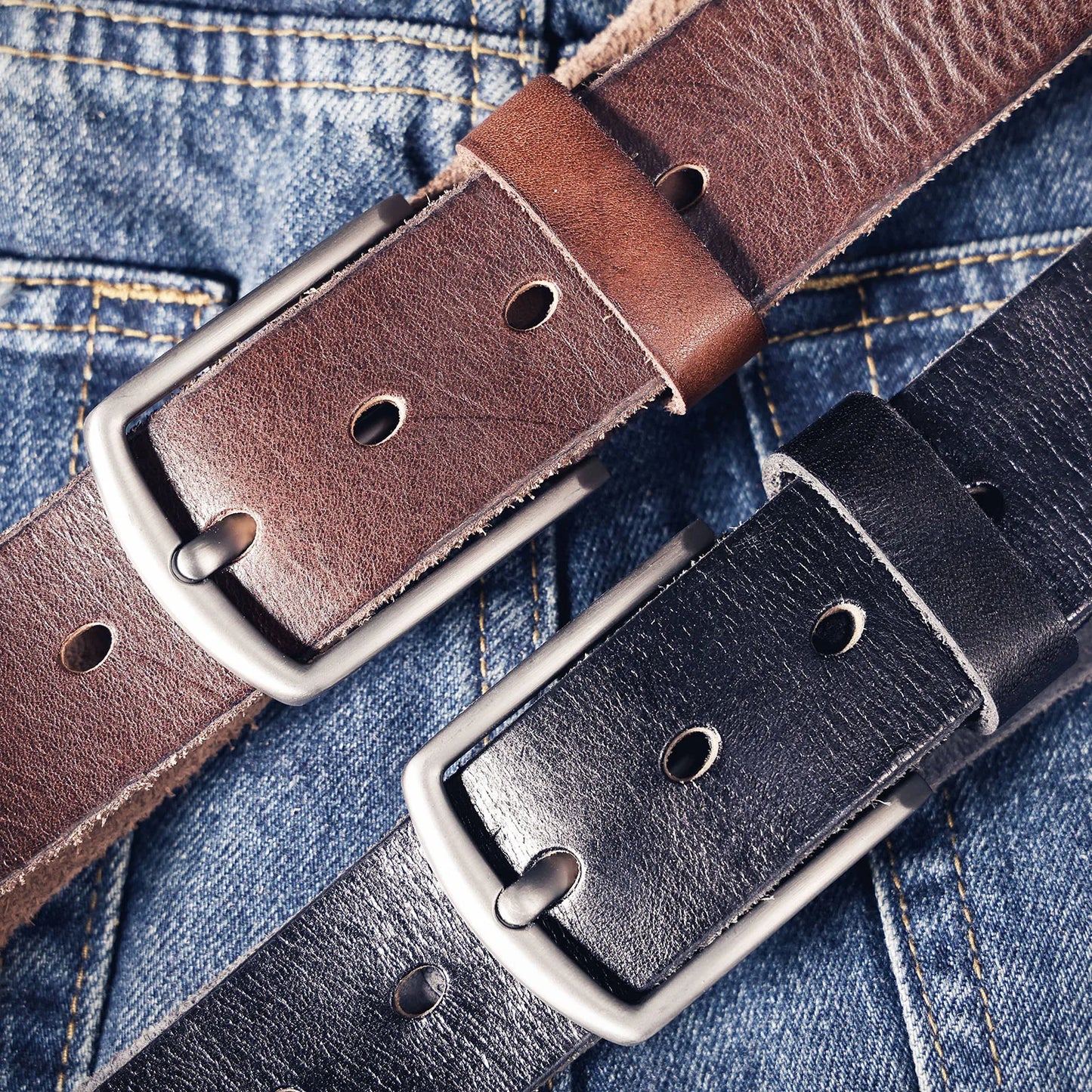 Retro Casual Cowhide Genuine Leather Men's Pin Buckle Belt, StudentBelt, Simple Classic Belt