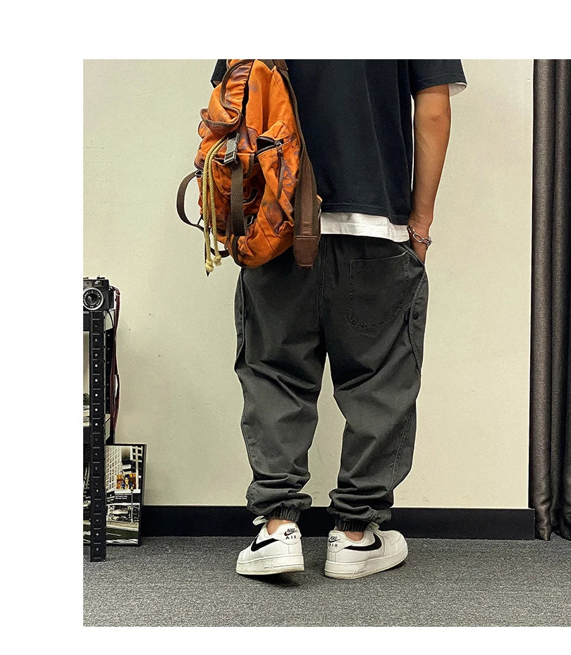 Plus Size Japanese Streetwear Oversize Cargo Pants Men Clothing Harajuku Casual Joggers Korean Hip Hop Baggy Trousers Male