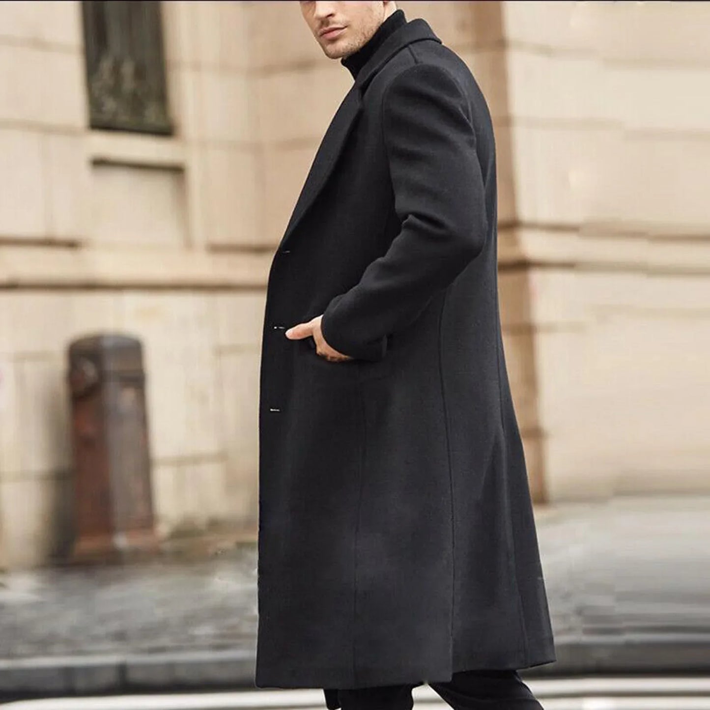 Autumn and Winter Casual Men's Clothing, British Style Woolen Overcoat, New Korean Style Solid Color Long Windbreaker S-XXXL