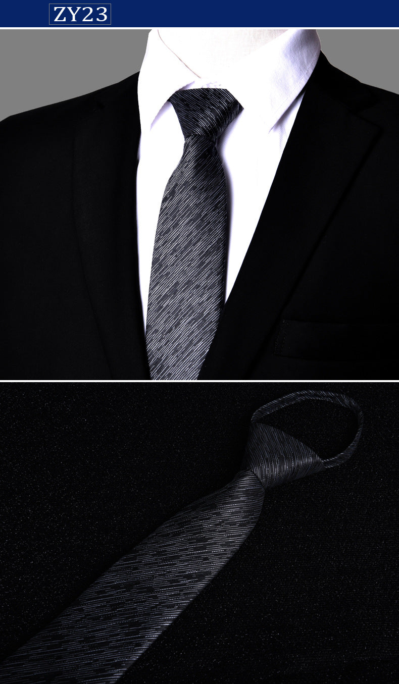 NEW Paisley Zipper Ties for Men 7CM Skinny Neck Tie Solid Striped Neckties Men's Automatic Zipper Tie Blue Lazy Ties