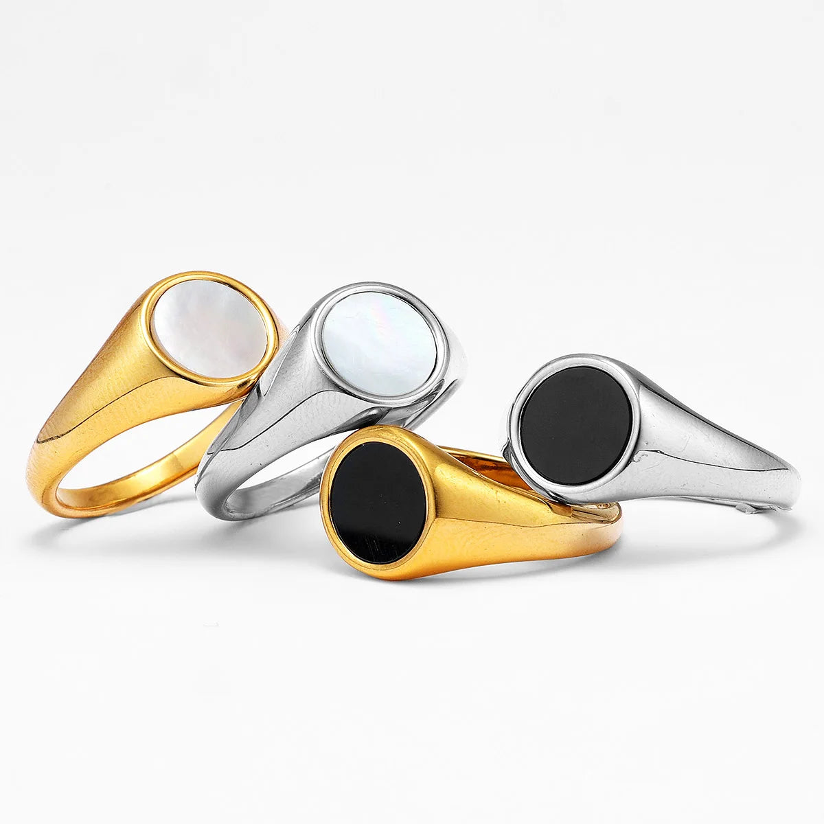 Luxury Aesthetic Shell Men Rings Stainless Steel Women Jewelry Simple Punk Rock Cool Stuff Fashion Accessories Gift Wholesale