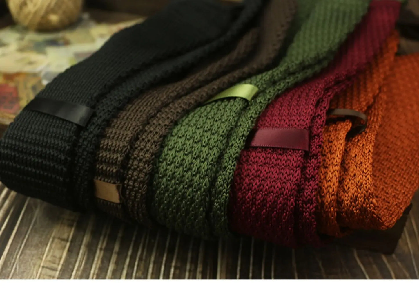 Fashion Solid Color Neckties For Men Women Casual Knitted Neck Ties 7cm Width Brown Orange Tie Daily Wear JK Accessories Cravat