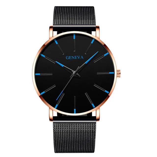 Minimalist Mens Fashion Ultra Thin Watches Simple Men Business Stainless Steel Mesh Belt Quartz Wrist Watch Relogio Masculino