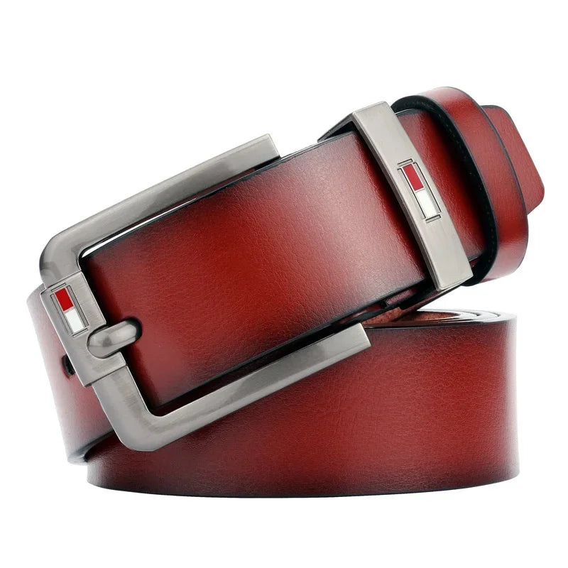 Famous Brand Design PU Leather Belt for Men Classical Alloy Pins Buckle Waist Belts Wild West Punk for Jeans Leisure Waistband