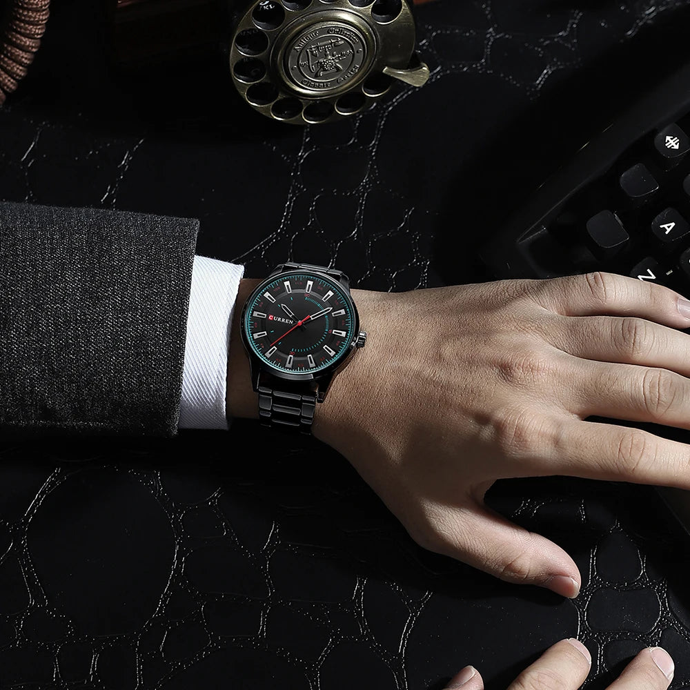 CURREN New Fashion Simple Style Men Watches Quartz Wristwatches Stainless Steel Band Clock Male
