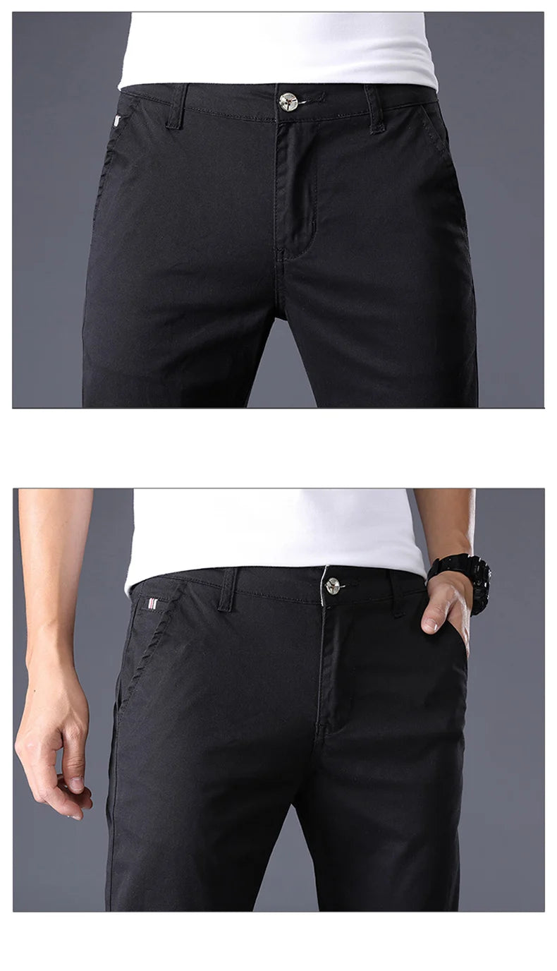 7 Colors Men's Classic Solid Color Summer Thin Casual Pants Business Fashion Stretch Cotton Slim Brand Trousers Male